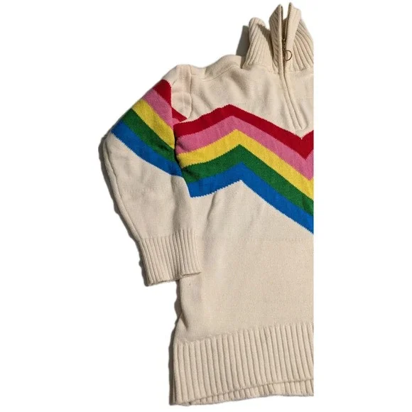 Show Me Your Mumu‎ Weston Rainbow Chevron Knit Sweater Half Zip Womens Medium - Picture 3 of 12